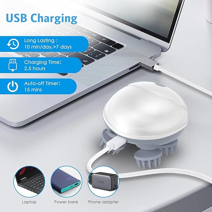 Electric Scalp Massager, Portable Head Massager with Kneading 96 Massage Nodes